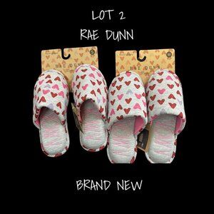 Rae Dunn Women's Slippers Gray Heart Print Amor Small 5/6 & Medium 7/8 New